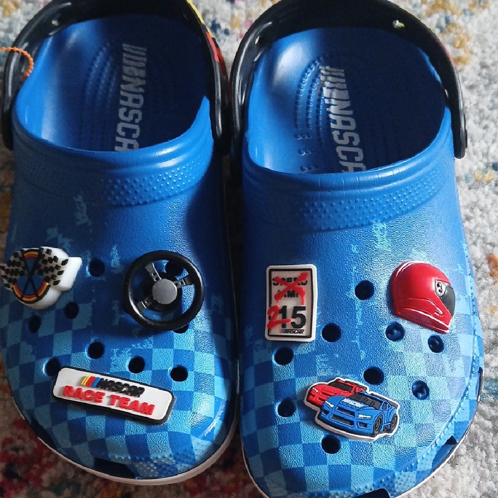 NASCAR Blue Clogs with Racing Charms